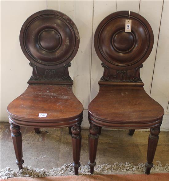Pair Victorian hall chairs